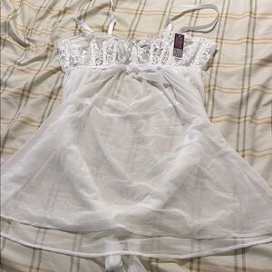 Adore Me White Sheer Lace Babydoll